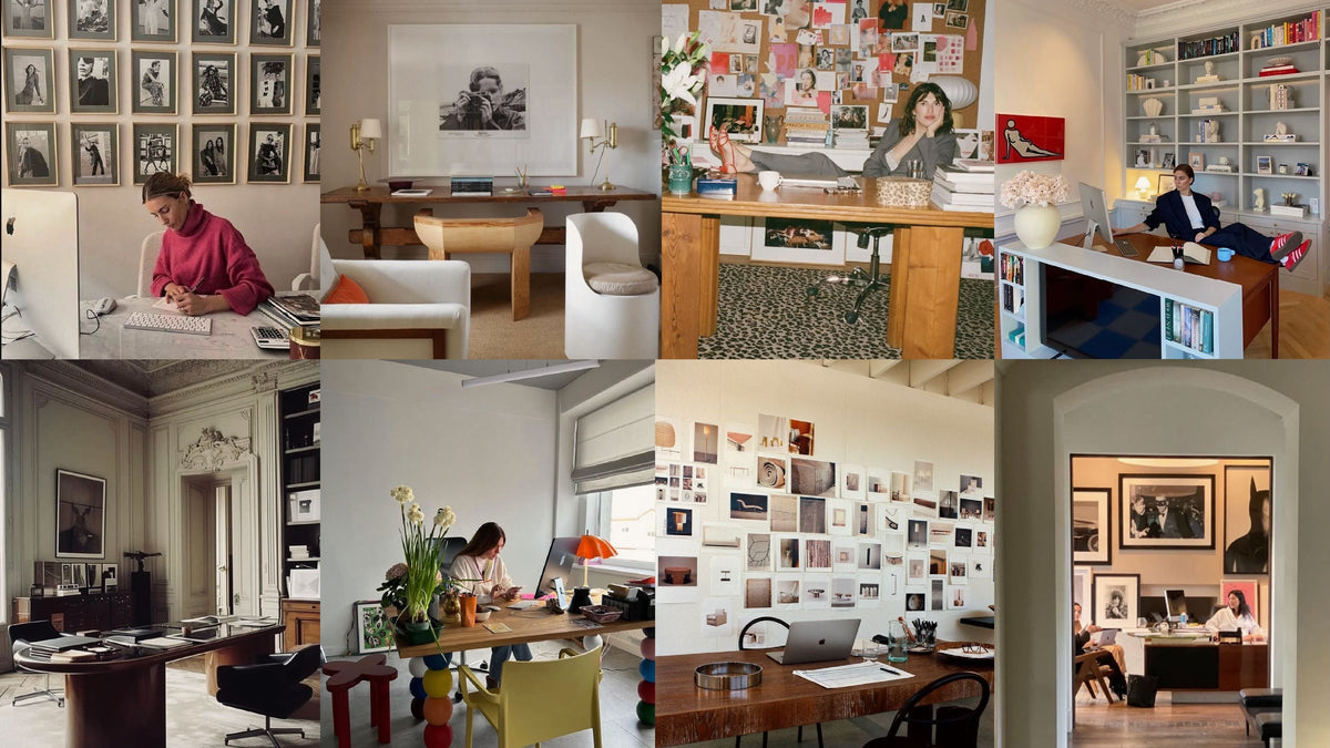 Various women designed office spaces showcasing creativity and clarity in work environments.