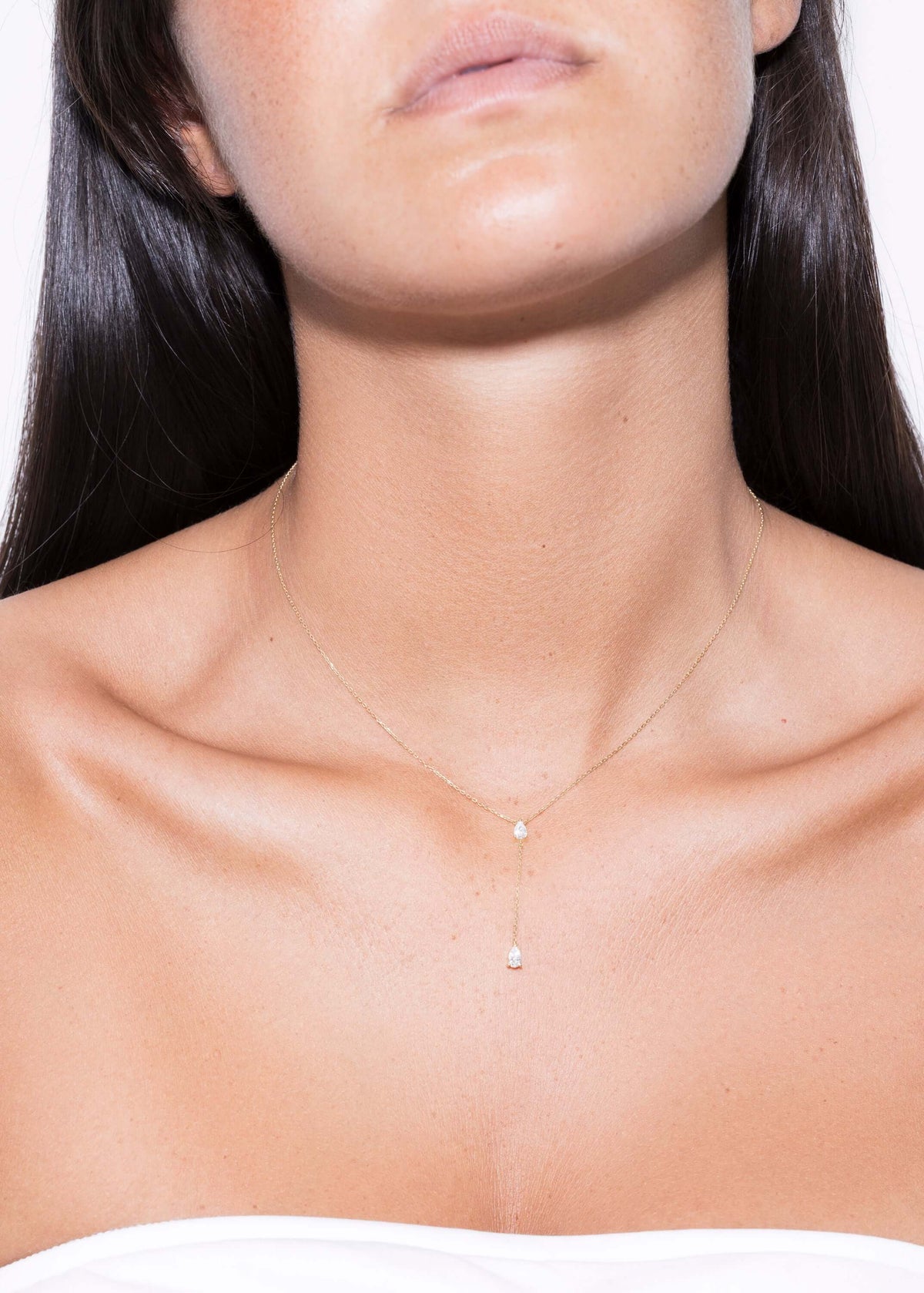 colier 18k cu două diamante legate Coliere