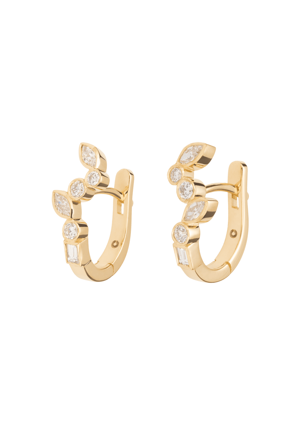 cercei huggies cu diamante dansatoare 18k