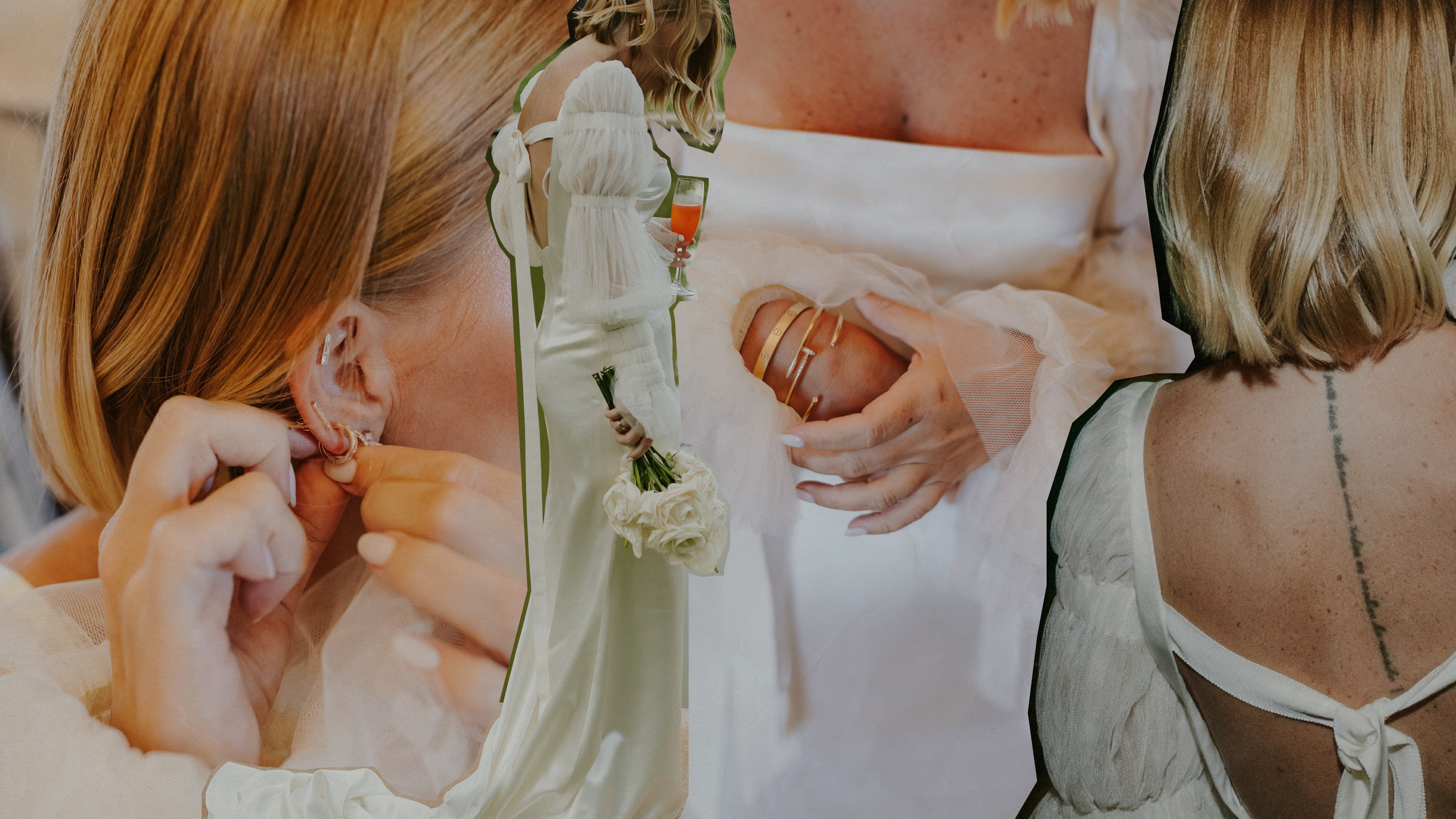 unconventional bride and her jewelry match