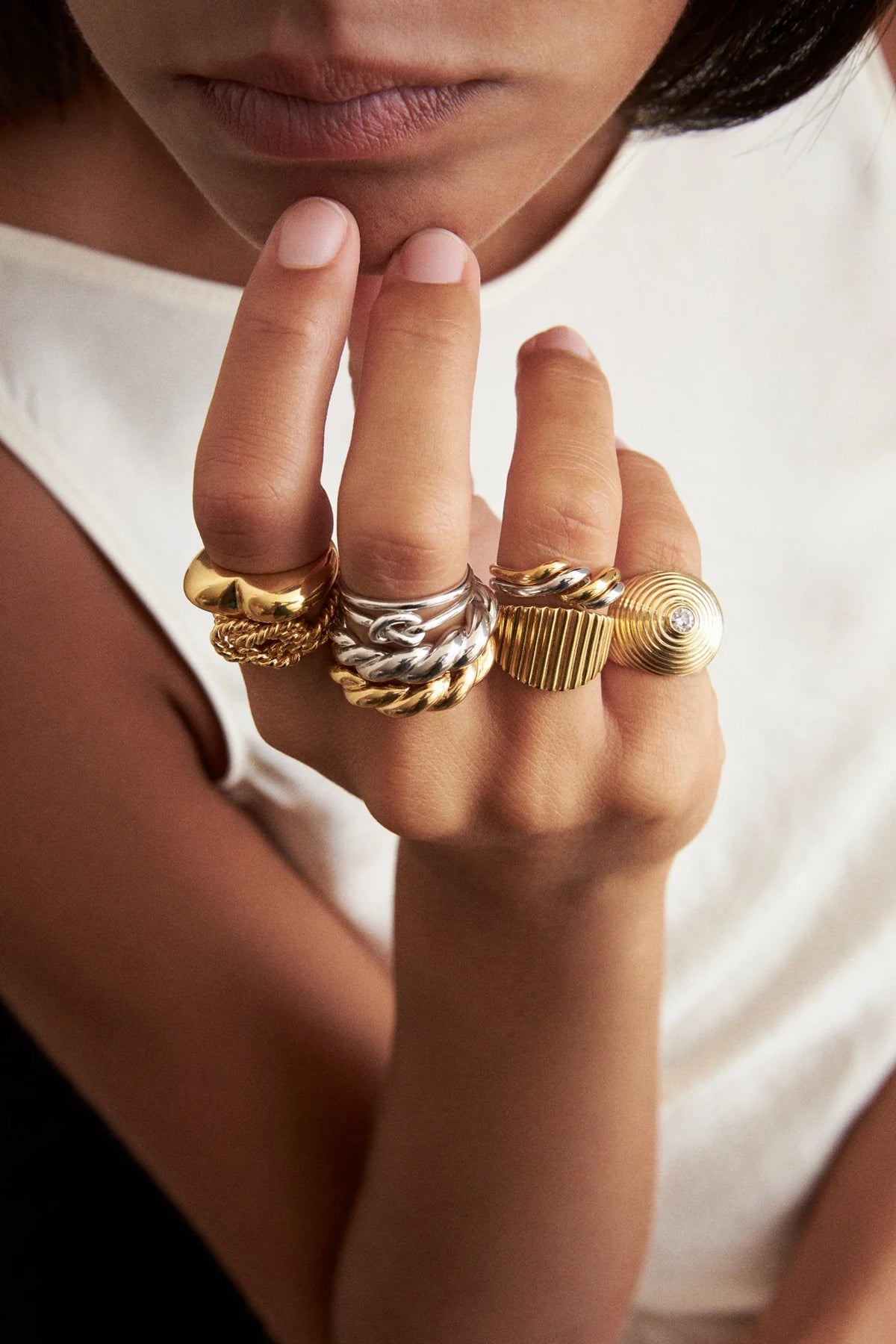 Ideias de styling com anéis em stacking para repetir