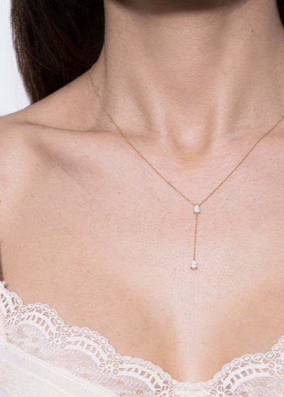 colier 18k cu două diamante legate Coliere