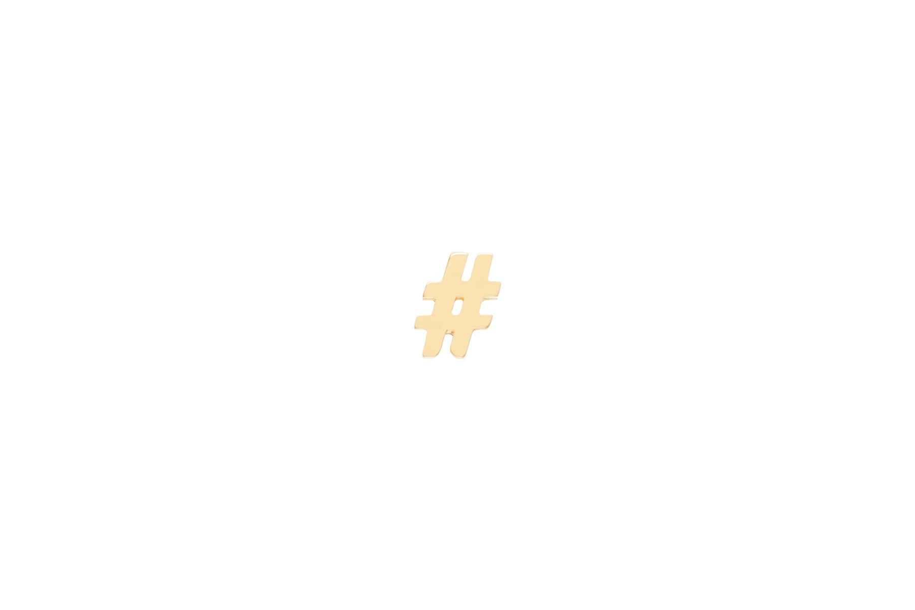 alphabet charm hashtag in gold