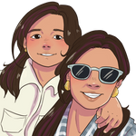 illustration wearing maxi tilly earrings and tilly earrings in gold