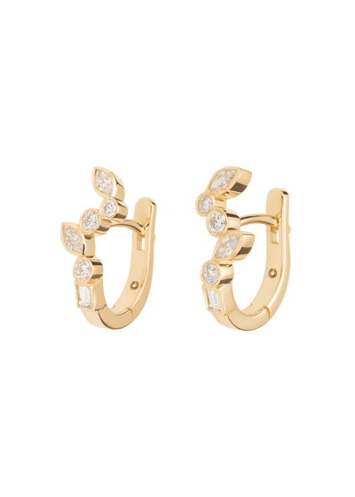 cercei huggies cu diamante dansatoare 18k