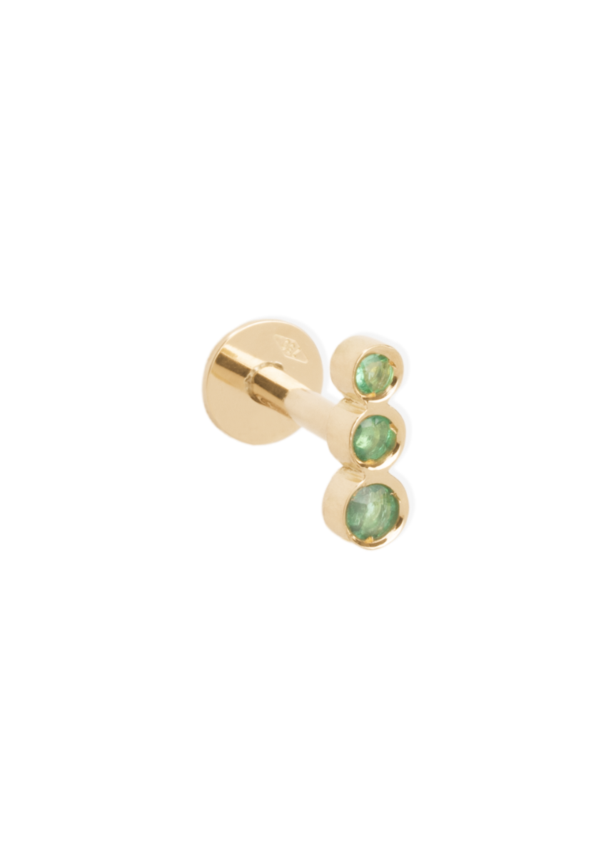 noun stud emerald 18k