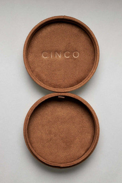 Medium Velvet Jewelry Box in rich brown velvet with elegant CINO logo.
