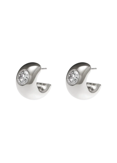 Violet Halo Huggies with Zirconia Earrings